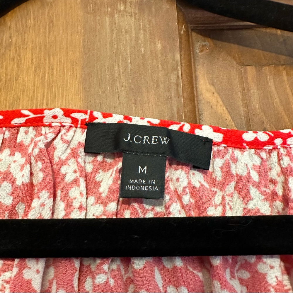 JCrew Red and White Flower Pattern Blouse - Picture 6 of 7